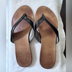 Diana Warner Casual Sandals with Black Leather Straps and Leather Footbed size39